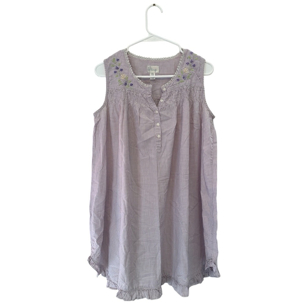 Vintage Y2K Era Classic Elements Purple Checkered Sleeveless Nightgown Small